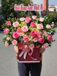 Hộp hoa, giỏ hoa chúc mừng MS355