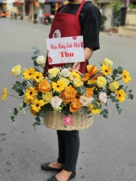 Hộp hoa, giỏ hoa chúc mừng MS353