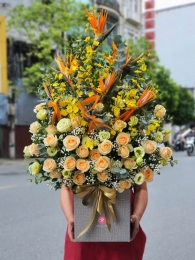 Hộp hoa, giỏ hoa chúc mừng MS380