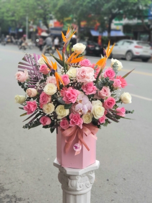 Hộp hoa, giỏ hoa chúc mừng MS47