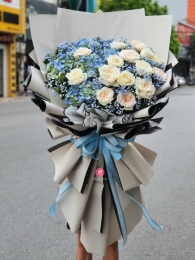 Bó hồng trắng mix màu MS238