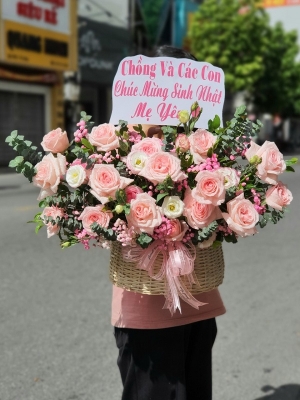 Hộp hoa, giỏ hoa chúc mừng MS417