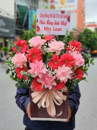 Hộp hoa, giỏ hoa chúc mừng MS452