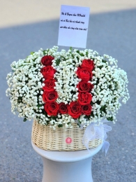 Hộp hoa, giỏ hoa chúc mừng hđ MS489