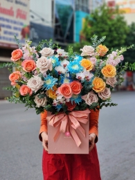 Hộp hoa, giỏ hoa chúc mừng MS483