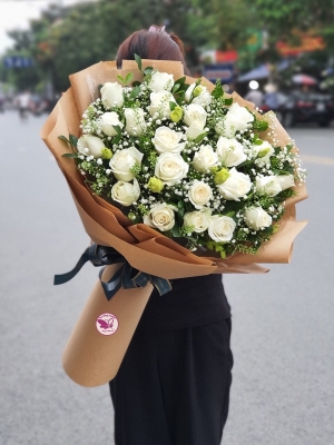 Bó hồng trắng MS169