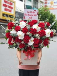Hộp hoa, giỏ hoa chúc mừng hđ MS447