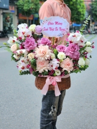 Hộp hoa, giỏ hoa chúc mừng MS493