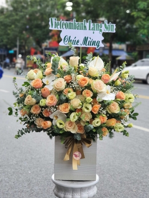 Hộp hoa, giỏ hoa chúc mừng MS307