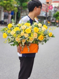 Hộp hoa, giỏ hoa chúc mừng MS593