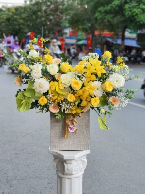 Hộp hoa, giỏ hoa chúc mừng MS196