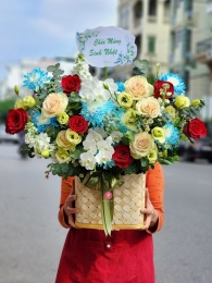 Hộp hoa, giỏ hoa chúc mừng MS485